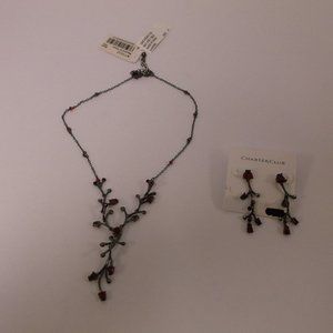 RED STONE NECKLACE AND MATCHING EARRINGS